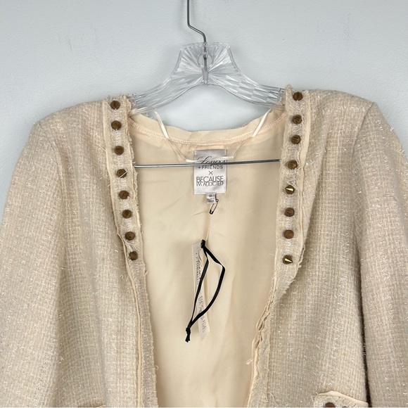 Lovers + Friends x Because I’m Addicted En Vogue Jacket in Cream Tweed/Stud M - Picture 4 of 15